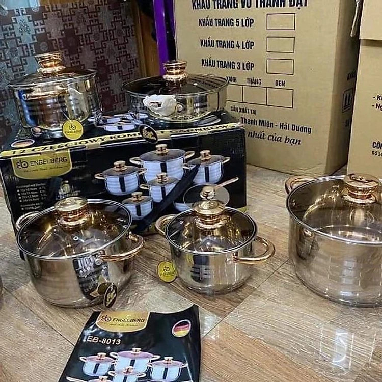 BỘ NỒI 6 MÓN VUNG KÍNH 5 ĐÁY