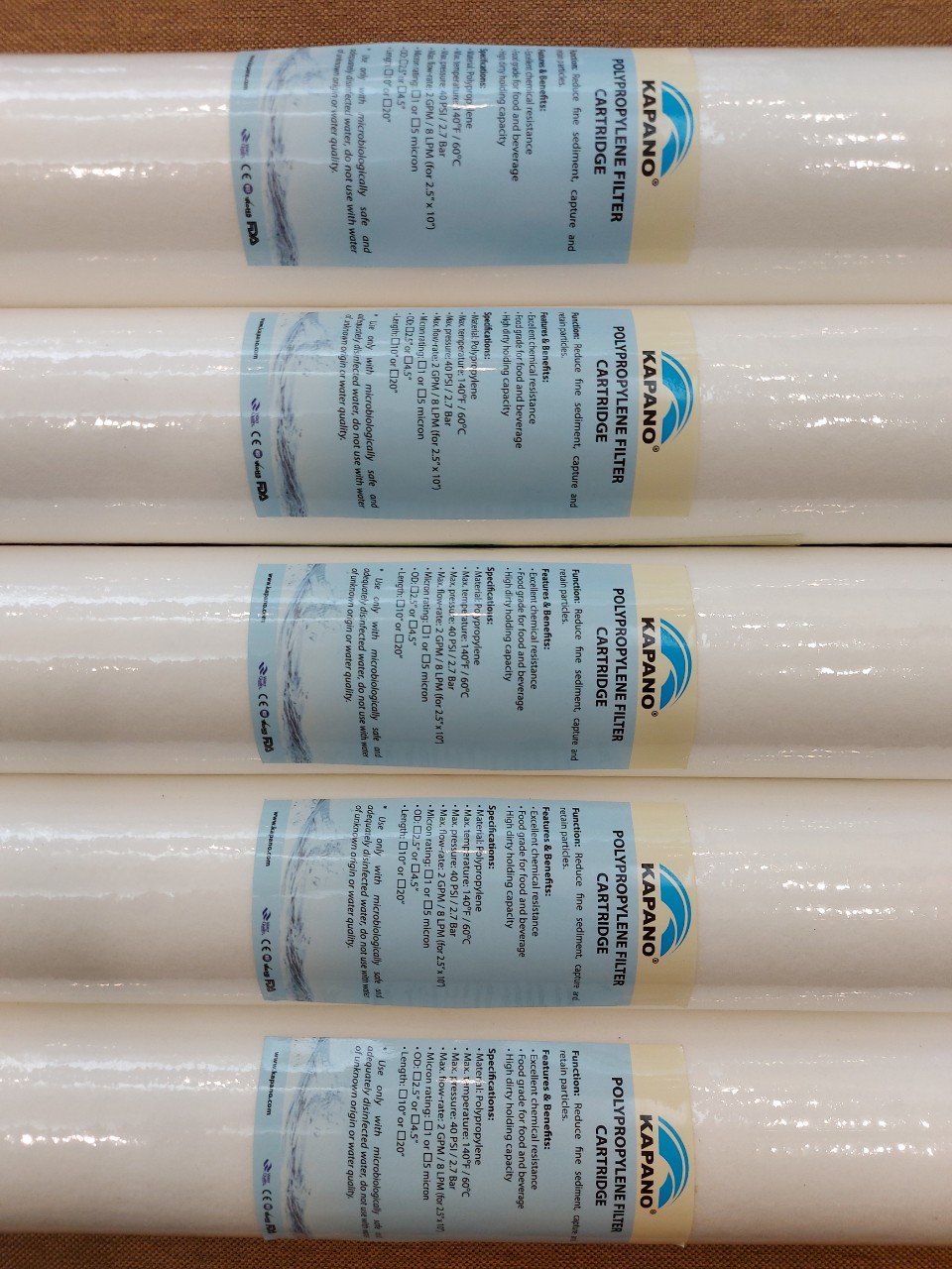 Lõi lọc cặn Polypropylene (PP) 5 micron 20″ Kapano - Hành chính hãng