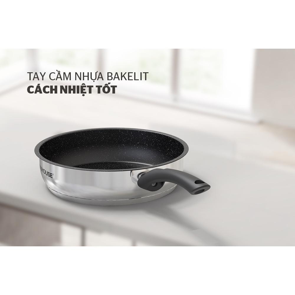 Chảo chống dính 5 đáy Sunhouse IN26M4, Chất liệu inox, Đường kính 26cm, Chất liệu inox sử dụng được trên tất cả các loại bếp - Hàng chính hãng