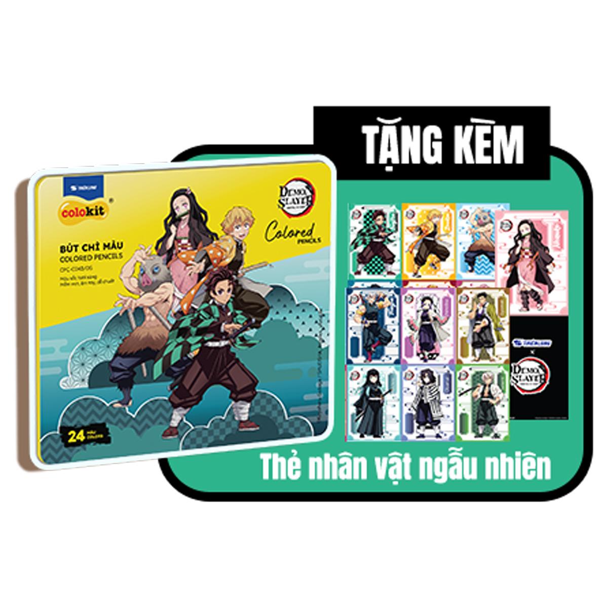 Hộp 24 Bút Chì Màu Thanh Gươm Diệt Quỷ - Colokit CPC-C043/DS - Hộp Thiếc