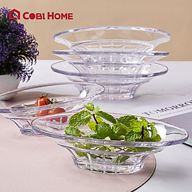 Đĩa nhựa JB đựng trái cây vân gợn sóng - Trong suốt - Cobihome