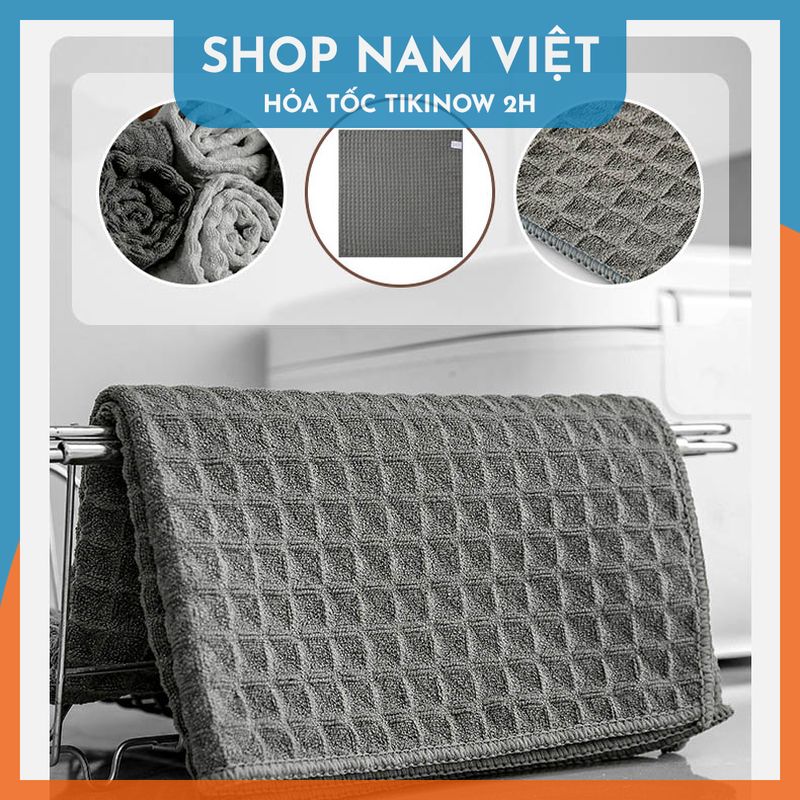 Khăn Vải Cotton Waffle Lau Bếp, Máy Pha Cà Phê, Vật Dụng Quý