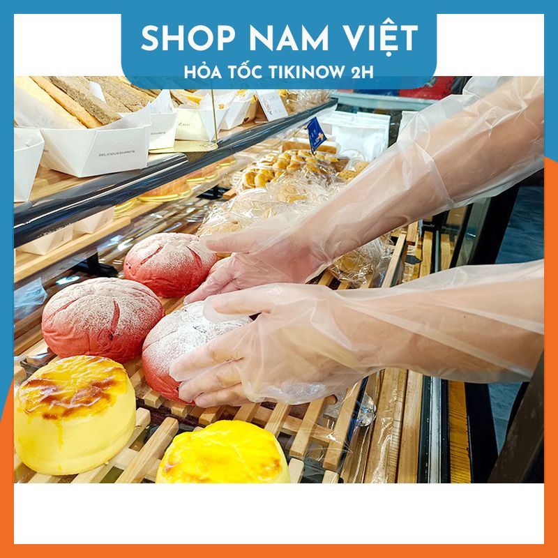 Lô 10 Găng Tay Nhà Bếp Nhựa PE/CPE Dài 60cm Có Thun