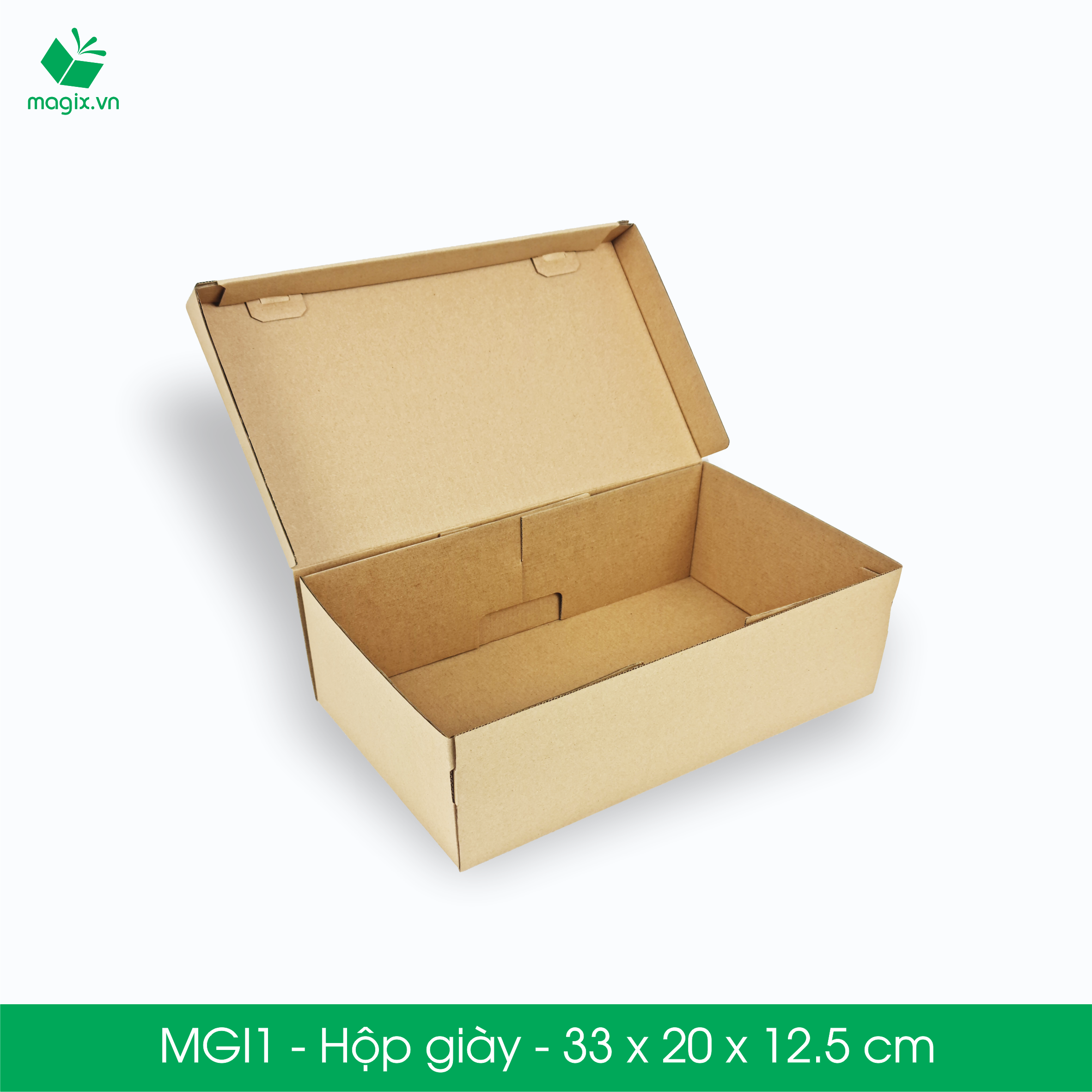 MGI1 - 33x20x12.5cm - 25 Hộp giày - 25/50/100Thùng hộp carton trơn đóng hàng