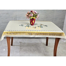 (Tặng 1 lót phần ăn 30x45 cm) Khăn trải bàn W.751 90x150 cm, hoa văn nổi - sang trọng, không thấm nước, dễ làm sạch