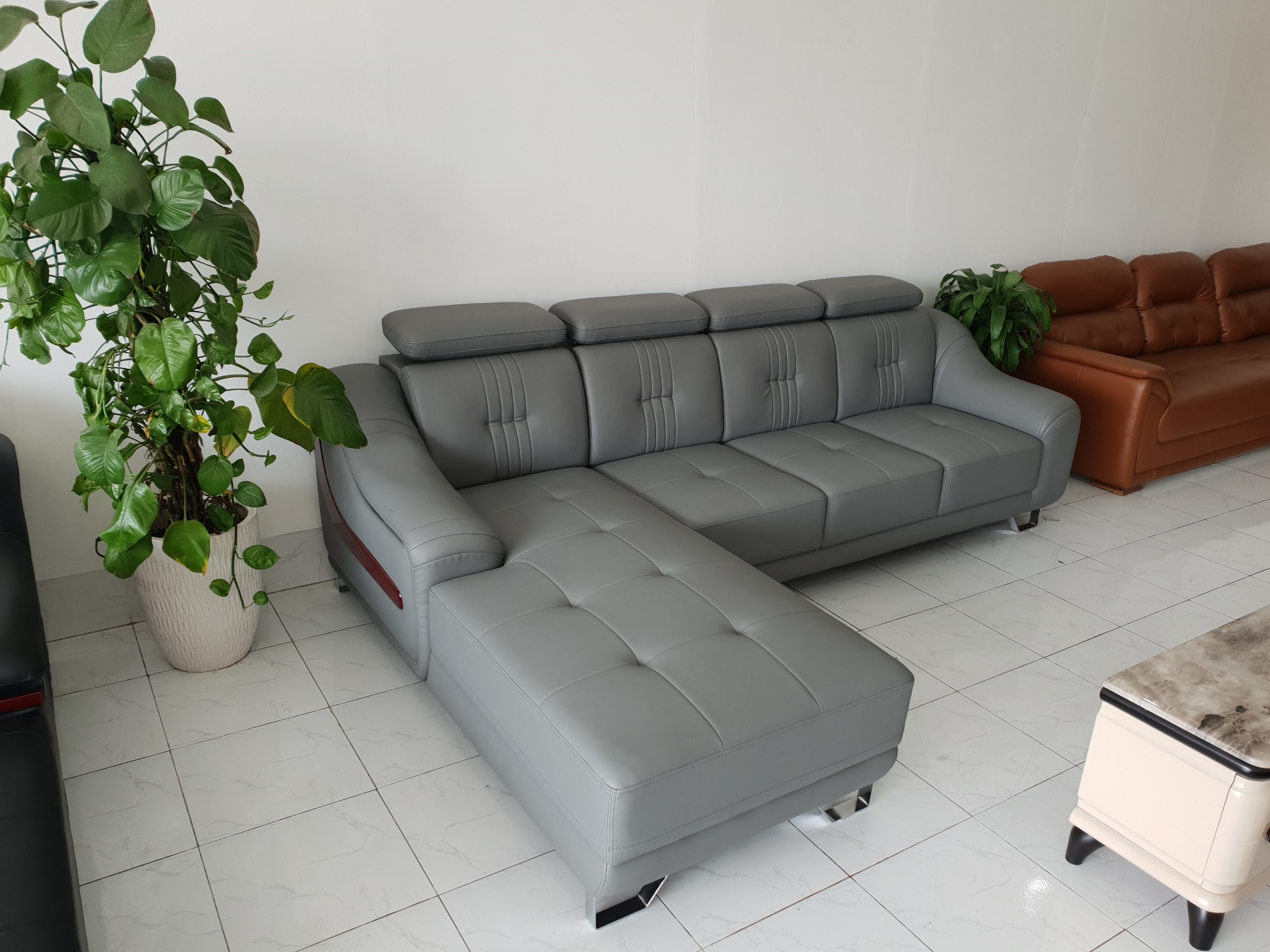 Ghế Sofa Phòng Khách Lớn Góc Chữ L _ Màu Xám Sang Trọng _ Size 2800 x 1800
