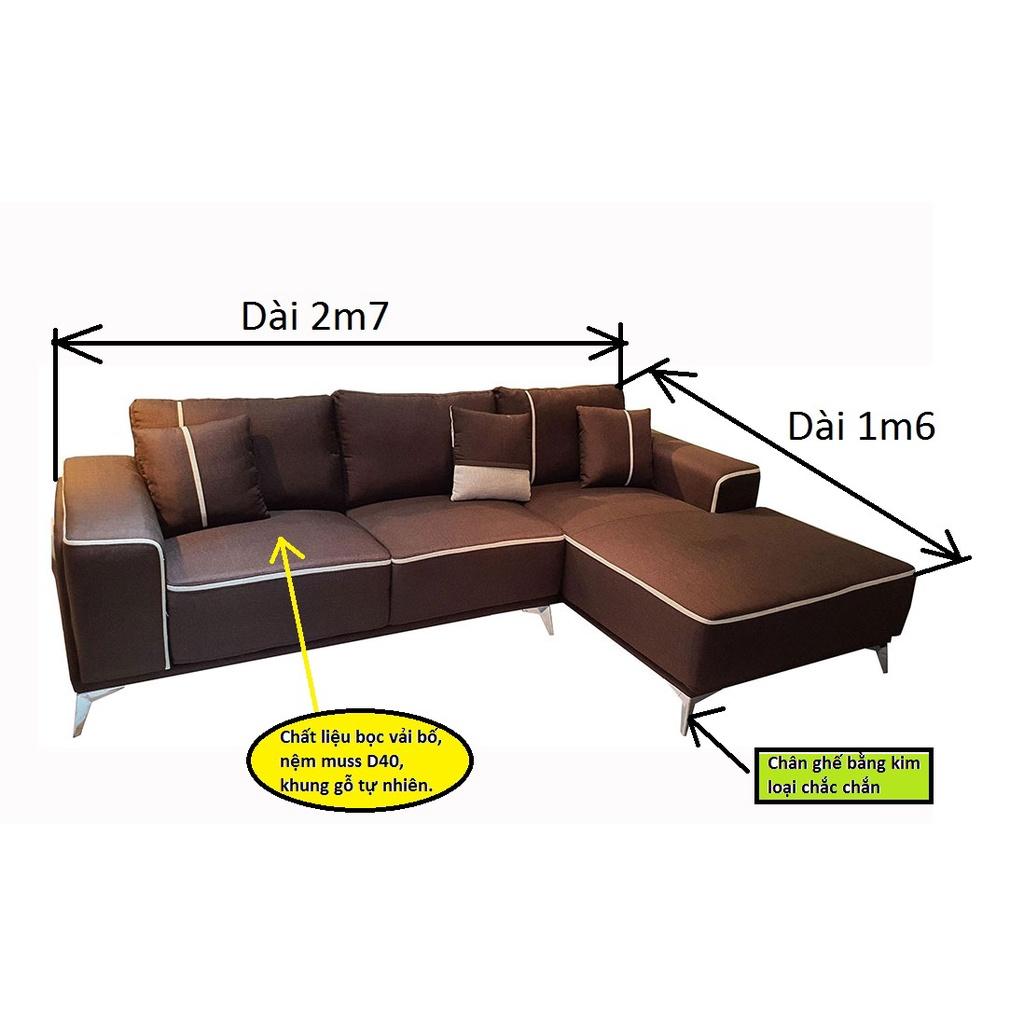 Ghế Sô Pha Bọc Vải Bố Kiểu Dáng Hiện Đại_Màu Nâu Phối Viền_Size 2700 x 1600