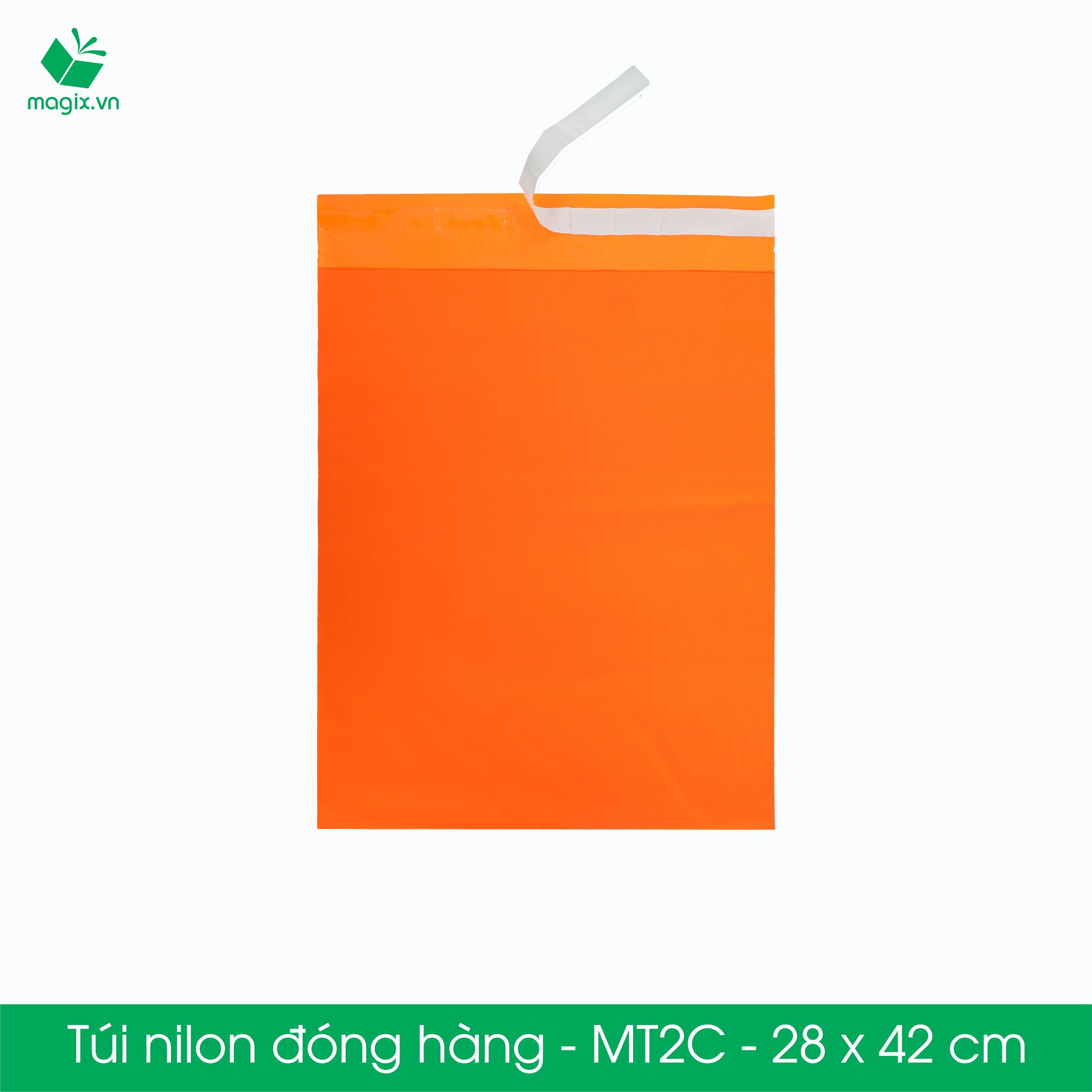 MT2C - 28x42 cm - Túi nilon gói hàng - 100 túi niêm phong đóng hàng màu cam