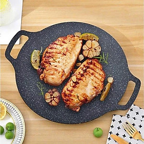 Chảo nướng đá chống dính, chảo nướng thịt BBQ không dầu Hàn Quốc dùng cho mọi loại bếp size 32cm Hàng Loại 1