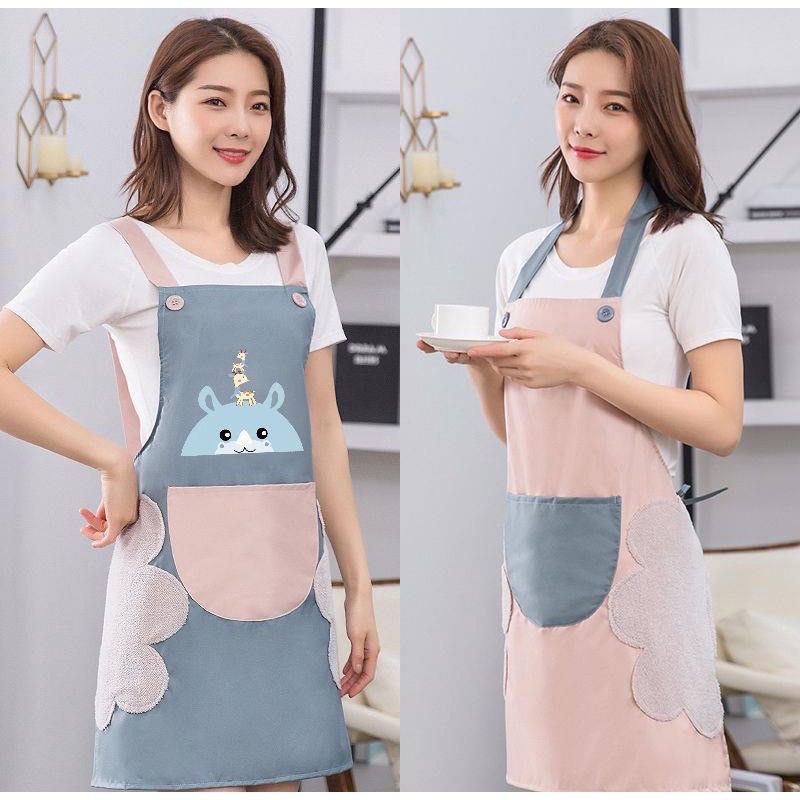 Tạp dề nấu ăn , họa tiết cao cấp có khăn lau tay bên hông ,chống thấm nước cao cấp tiện lợi cho chị em
