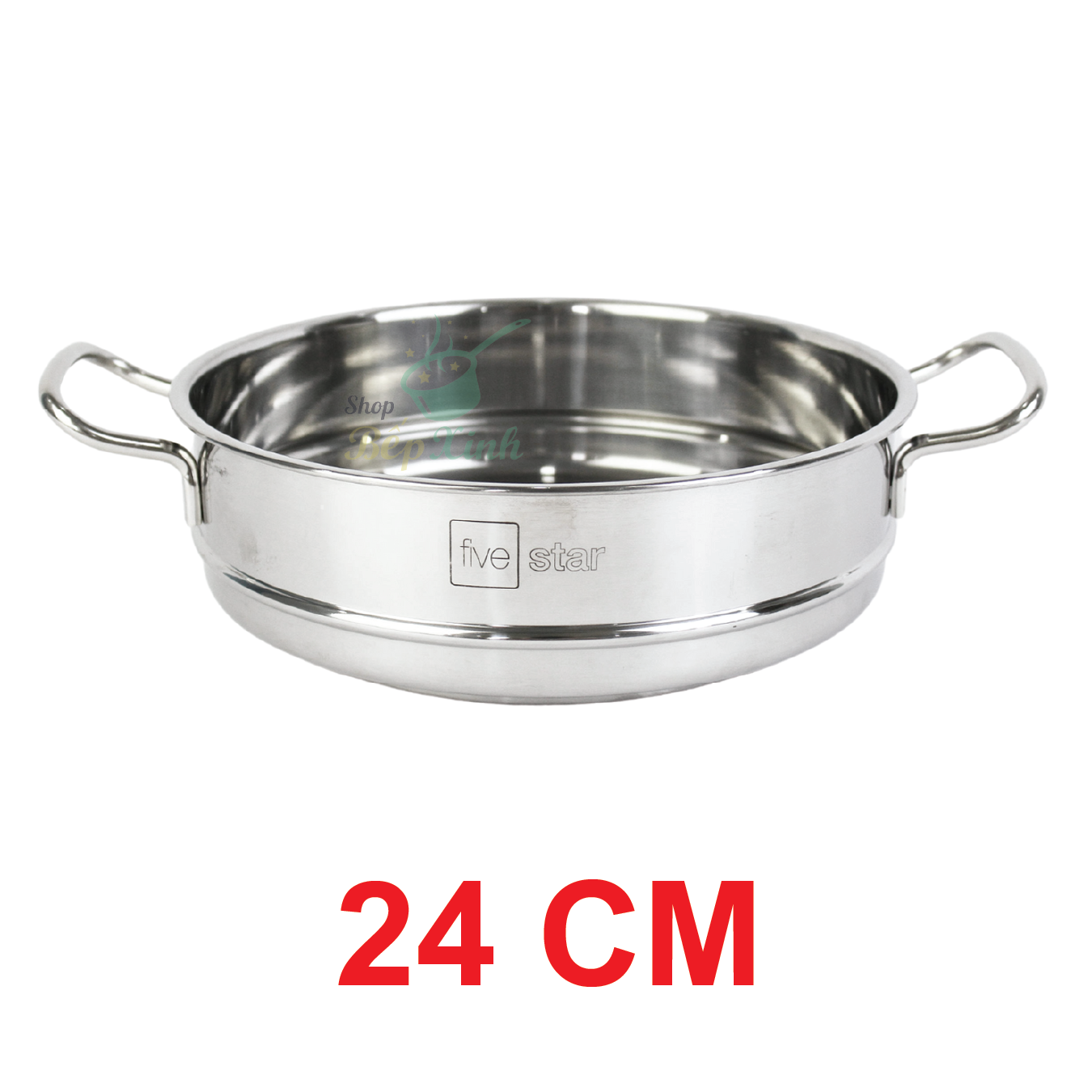 Combo Bộ nồi inox 304 và xửng hấp cao cấp Fivestar Plus 5 món nắp kính ( 1nồi 16cm x1nồi 18cm x1nồi 20cm x1nồi 24cm x 1thân xửng 24cm) , tặng 1 vá canh