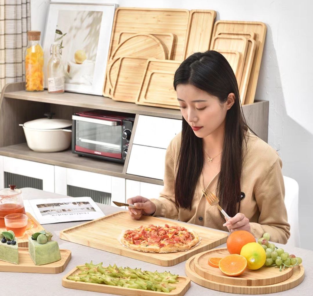 Khay gỗ tre tự nhiên chữ nhật nhiều cỡ size