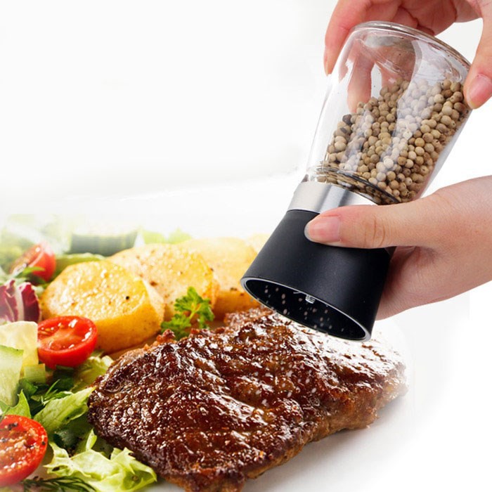 Lọ Xay Tiêu Cầm Tay Siêu Nhanh Bằng Thủy Tinh Dày Dặn Có Nắp Đậy - Hàng Cao Cấp