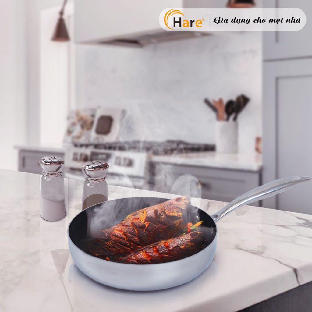 Chảo chống dính Inox có từ 3 kích thước 24 26 28cm - thương hiệu Hare - lỗi 1 đổi 1