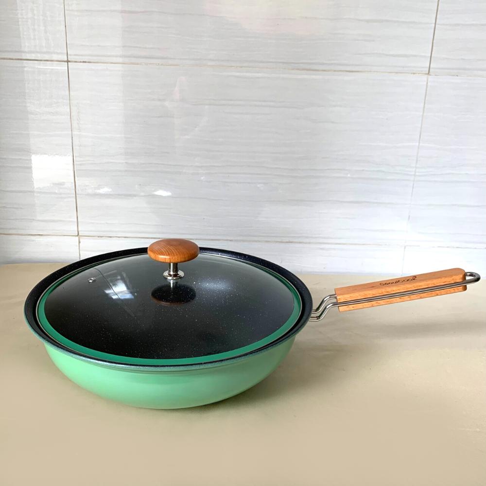 Tặng cặp nhấc nồi silicon-Bộ nồi chảo chống dính 2 món đáy từ, quánh 16cm + chảo sâu lòng 32cm cao cấp Hàn Quốc, chống dính vân đá an toàn cho sức khỏe, dùng được tất cả các loại bếp/ Induction
