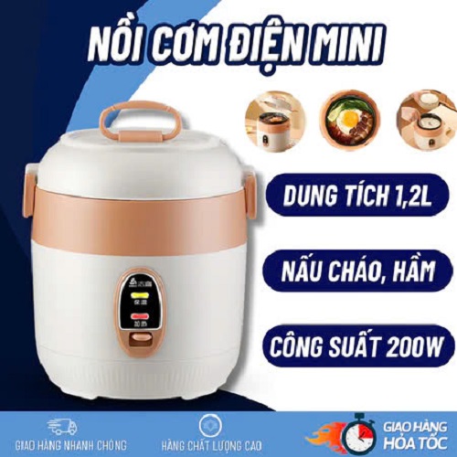 Nồi Cơm Điện Mini Chigo, Nồi Hầm Cháo, Luộc Dung Tích 1.2L dành cho 1 người ăn