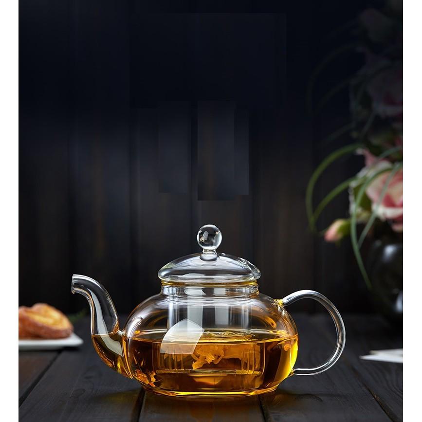 (SẴN) Bộ 1 Ấm trà trơn 600ml và 6 cốc uống trà 2 lớp, thủy tinh chịu nhiệt - Hàng xuất châu Âu