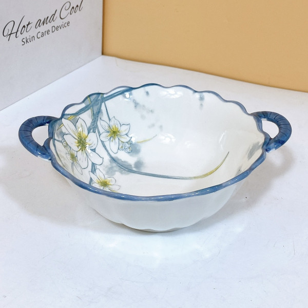 Bán Lẻ Bát Đĩa Hoa Thuỷ Tinh Viền Xanh Thương Hiệu Gosu, Sử Dụng Được Cho Lò Vi Sóng, Máy Rửa Bát