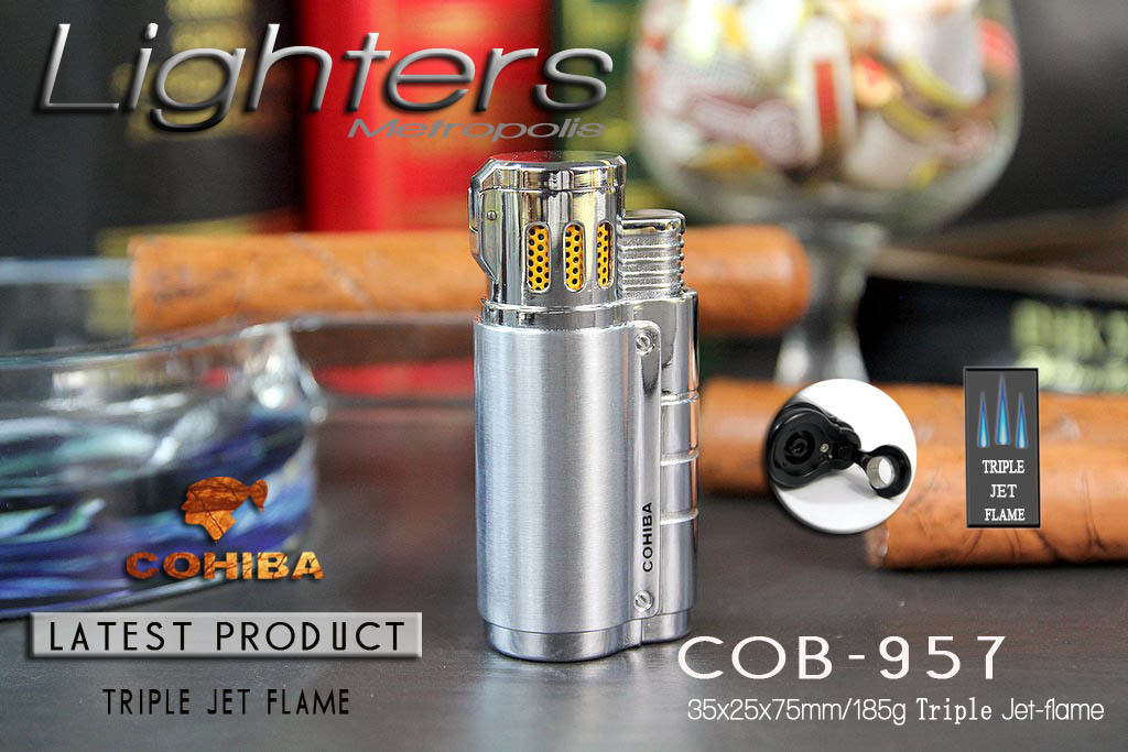 Vỏ Hột Quẹt Bật Lửa khò 3 tia COB-957 Thiết Kế Độc Lạ Lửa Khò Cực Mạnh - Dùng Gas Cao Cấp