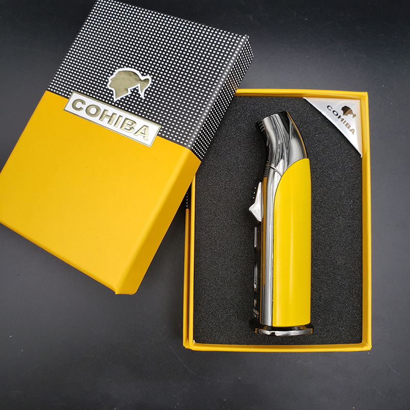 Vỏ Hột Quẹt Bật Lửa Gas COB-988 Khò 1 Tia Mạnh Mẽ Kèm Đục Tiện Lợi - Màu Vàng (KHÔNG SẴN GAS)