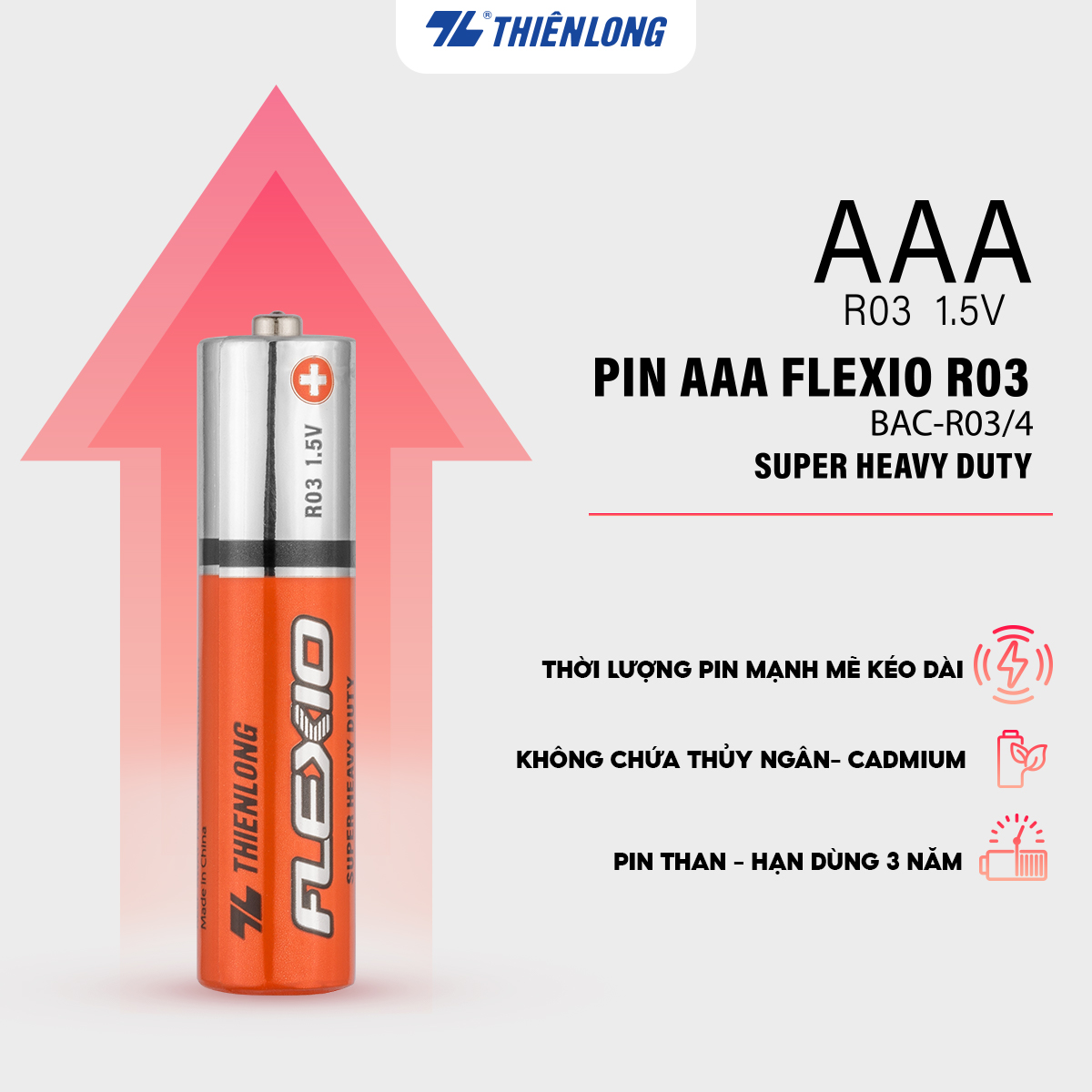 Lốc 4 Pin AAA Thiên Long Flexio BAC-R03/4