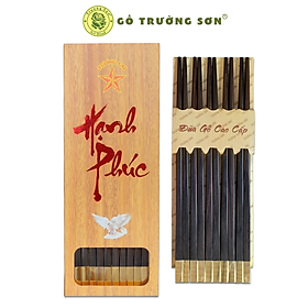 Bộ 10 đôi Đũa Gỗ Trầm Thị Ghép Đồng kiểu sang trọng dài 25cm - Đồ Gỗ Gia Dụng Thương Hiệu Trường Sơn
