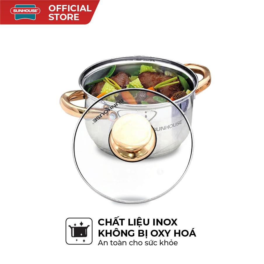 Bộ Nồi Inox 5 Đáy SUNHOUSE Đáy Từ SH781 16, 20, 24 cm