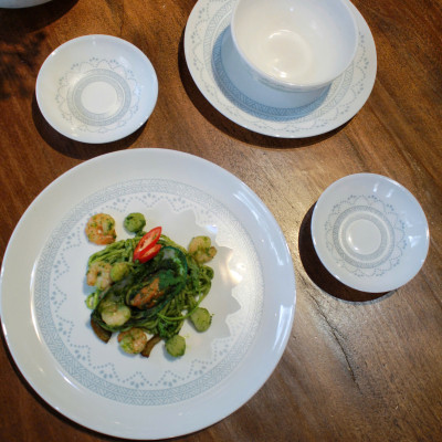 Tô Thủy Tinh Luminarc Diwali Geomatric Blue 18cm đựng thức ăn, kháng vỡ, cường lực - Bộ 6 cái - V6536