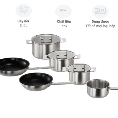Bộ nồi inox Bosch HEZ9SE060 6 món hàng chính hãng