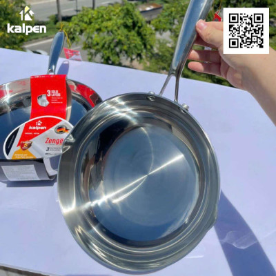 Chảo sâu lòng Inox 304 đúc liền khối 3 lớp miệng rót Kalpen Zenger 24cm, - Hàng chính hãng