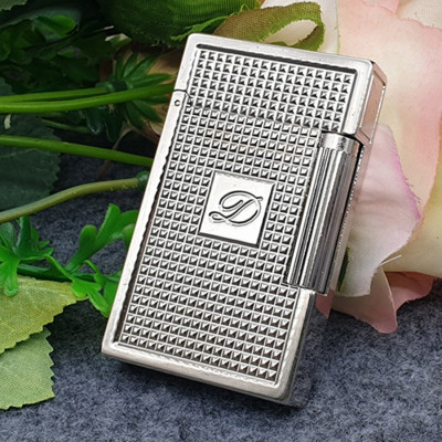 Vỏ Hột Quẹt Bật Lửa Upon D136T Họa Tiết Ô Vuông Nhỏ Màu Bạc - Dùng Ga Đá Cao Cấp