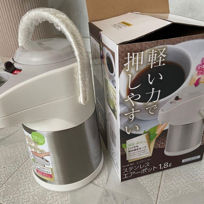 Bình giữ nhiệt để bàn dạng bấm rót Pearl Kinzoku Eco Air Pot 2.5L - Hàng nội địa Nhật Bản