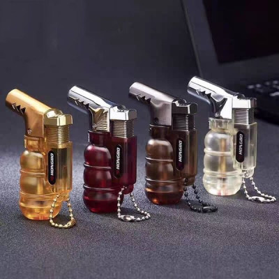 Vỏ hộp quẹt bật lửa khò 1tia có chốt lửa vòi kim loại, nhìn được dung lượng ga K953