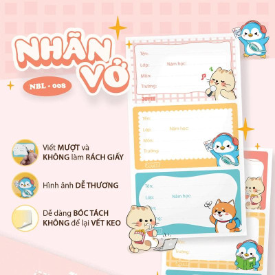 Bộ 4 Nhãn Vở Học Sinh - Thiên Long NBL-008 (Mẫu Sản Phẩm Giao Ngẫu Nhiên)