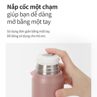 Bình giữ nhiệt Lock&Lock 505ml Maman Cup Vacuum Bottle Màu Hồng LHC1487PIK - Hàng chính hãng, nắp dùng làm cốc nước uống - JoyMall