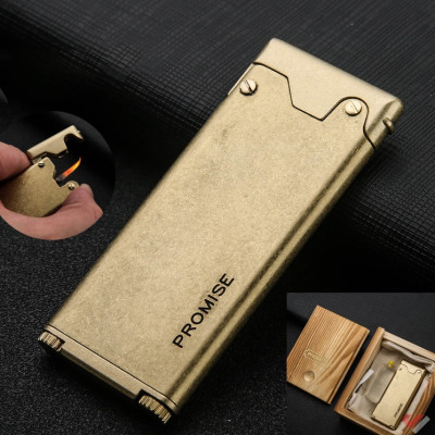 Vỏ Hột Quẹt Bật Lửa Xăng Đá Promise BNC-007Y Kiểu Dáng Độc Lạ Siêu Mỏng Cao Cấp - Dùng Xăng Bấc Đá