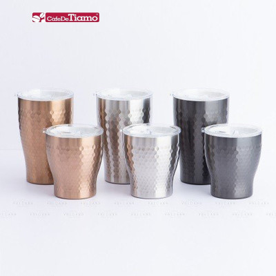 Ly giữ nhiệt inox hoa văn tổ ong 2 lớp phủ sứ Tiamo 230ml