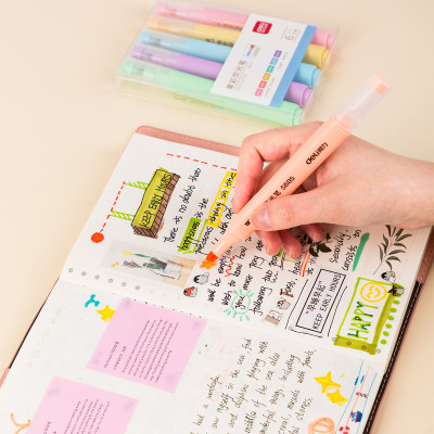  Bút dấu dòng dạ quang màu Macaron Deli – 6 chiếc/ hộp- S605