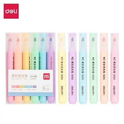  Bút dấu dòng dạ quang màu Macaron Deli – 6 chiếc/ hộp- S605