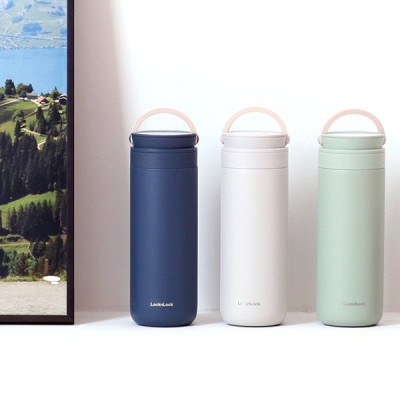 Bình giữ nhiệt Lock&Lock 475ml Metro Two Way màu xanh mint LHC4274MIT, Hàng chính hãng, có quai xách, đế silicone chống trượt - JoyMall