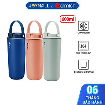 Ly giữ nhiệt Elmich EL8312 600ml, Hàng chính hãng, có ống hút, quai xách, đế chống trượt - JoyMall