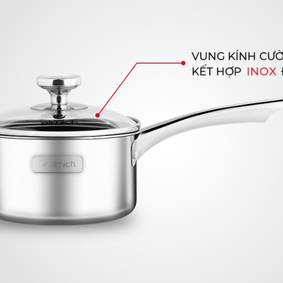 Elmich Quánh Inox 2 lớp chống dính đáy liền Tri-max EL-3783 size 14cm