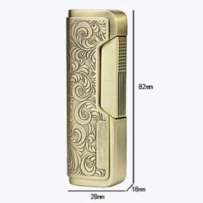 Vỏ Hột Quẹt Bật Lửa Khò 1 Tia Jifeng JF 090 Thiết Kế Nhỏ Gọn Họa Tiết Hoa Văn Cổ - Dùng Gas Đá Cao Cấp