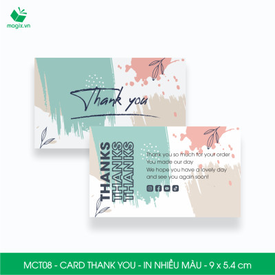 MCT08 - 9x5.4 cm - 50 Card Thank you, Thiệp cảm ơn khách hàng, card cám ơn cứng cáp sang trọng