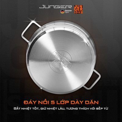 Bộ nồi inox 304 Junger CWJ-070 7 chi tiết Tay cầm cách nhiệt Hàng Chính Hãng Bảo Hành 12 Tháng