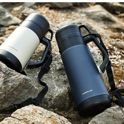 Bình giữ nhiệt Lock&Lock Easy Outdoor Vacuum Bottle LHC1484 1,2L và LHC1485 1,8L - Hàng chính hãng có quai xách, nắp dùng làm cốc nước - JoyMall