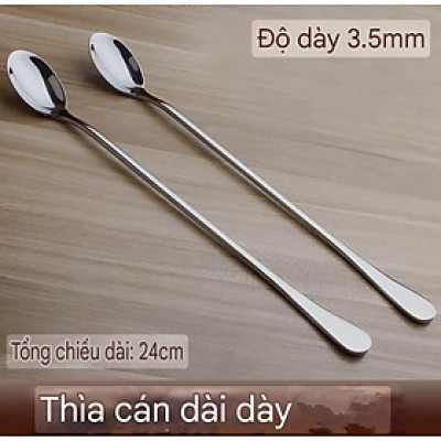 Sét 6 thìa muỗng cà phê khuấy đồ uống inox cao cấp - dài 24cm