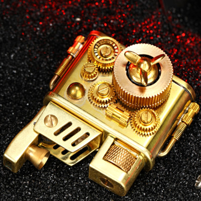 Vỏ Hột Quẹt Bật Lửa Zorro DC540 Thiết Kế Độc Lạ Với Cánh Quạt Mini Phía Trước Màu Vàng - Dùng Xăng Đá Cao Cấp