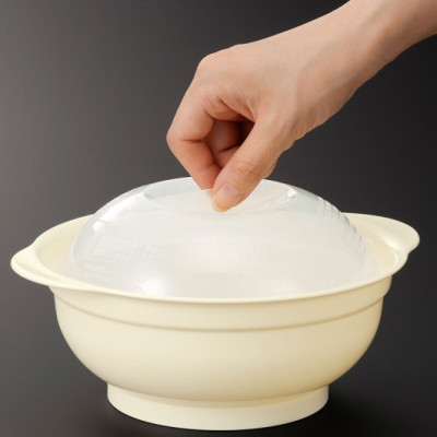 Combo bát tô dùng trong lò vi sóng 1.2L + bát nhựa tròn họa tiết thỏ/trăng 390ml - made in Japan