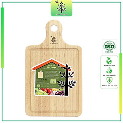 Thớt gỗ hình chữ nhật tay cầm, có rãnh | Gỗ Đức Thành 01844 | Hiện đại | Đạt tiêu chuẩn vệ sinh an toàn thực phẩm